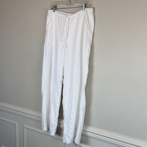 Hollister Linen-Blend Pull-On Pants Cloud white women’s size medium lined